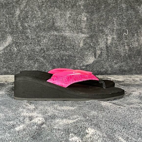 Speedo Flip Flop Wedge Thong Slip On Sandals Women’s Size 8 Black / Pink - Picture 1 of 5